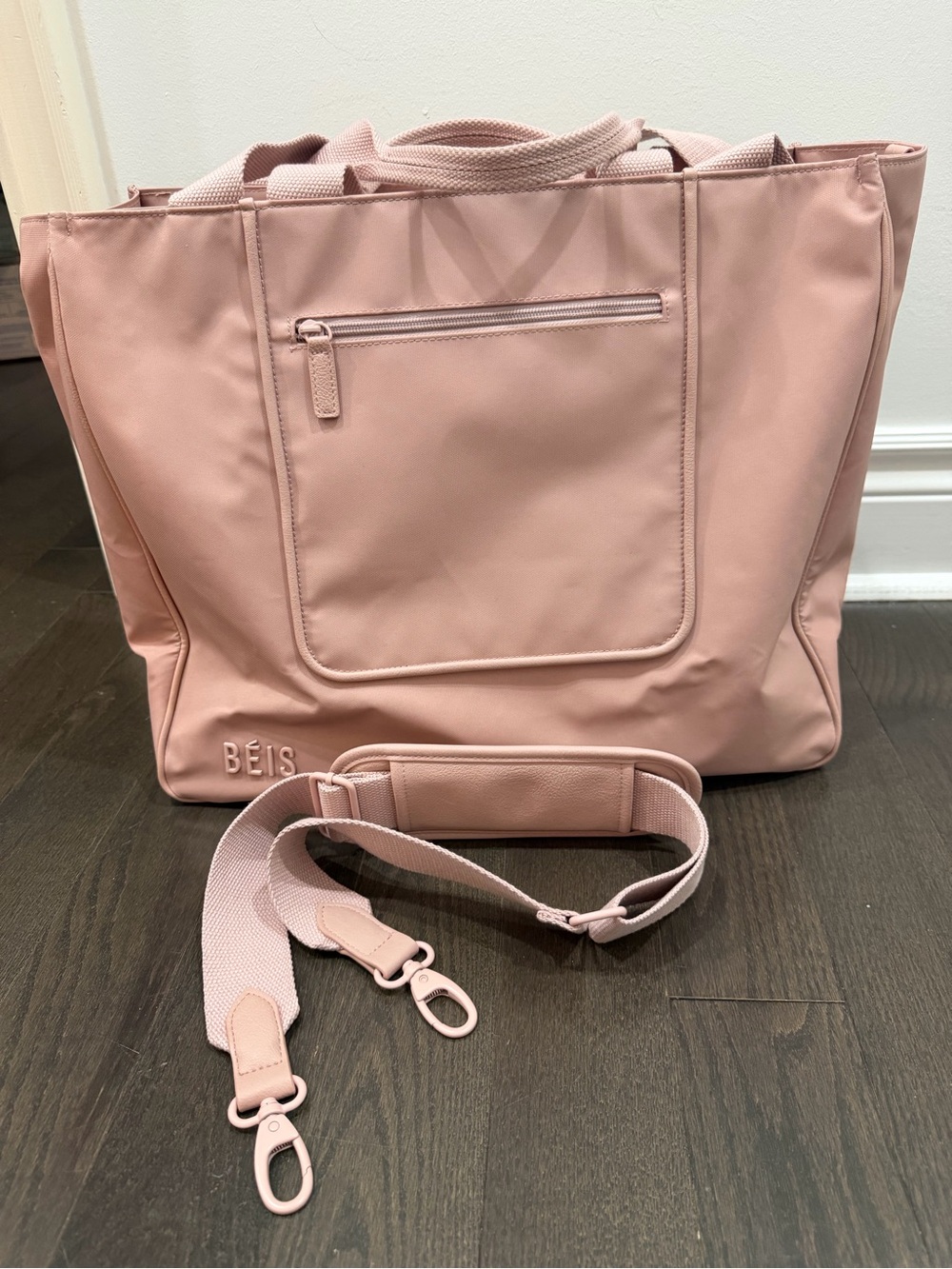 BEIS Blush Pink Tote with Detachable Strap